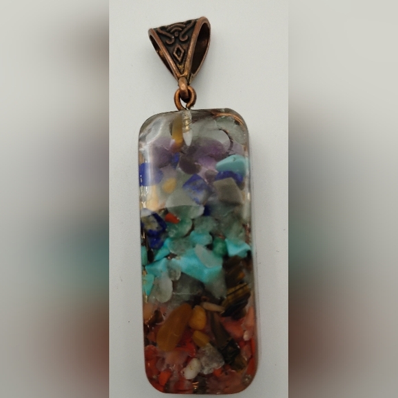 Multicolor Wire Wrapped Design Pendant - Picture 3 of 6